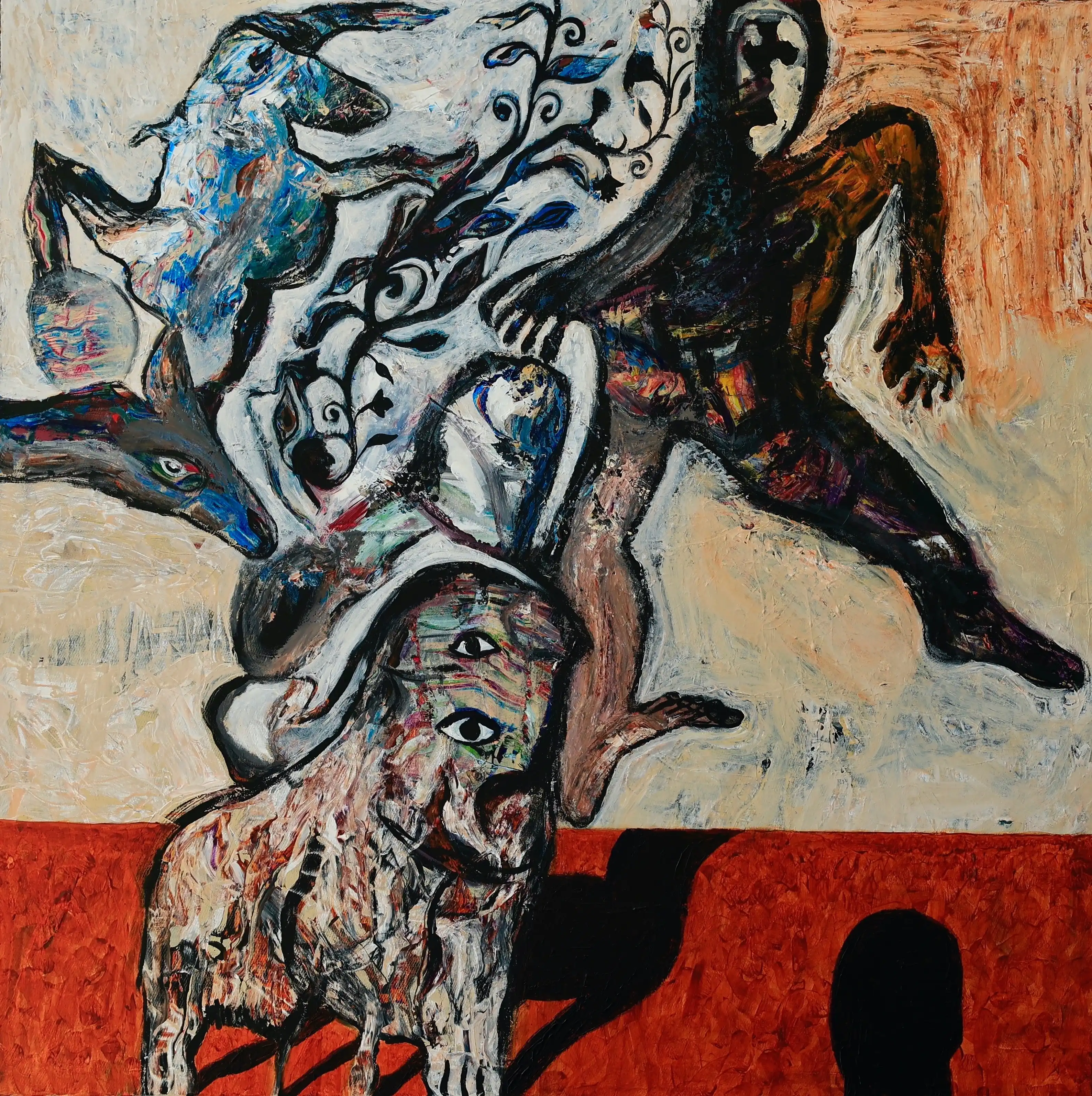 Witness of the Era painting by Wassem Alahmad, acrylic on canvas, 2024